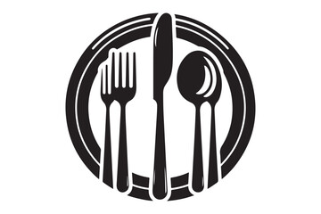 Dinner Plate, Fork and Knife Silhouette 