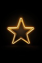 Lit neon star in darkness