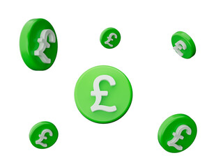 Gold pounds flying isolated. cartoon style 3d illustrations