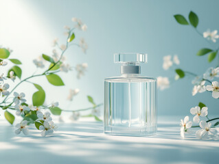 bottle of perfume with flower