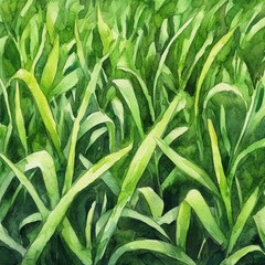 Obraz premium Turf watercolor illustration of soft green grass and natural textures. Represents growth, freshness, and environmental sustainability.