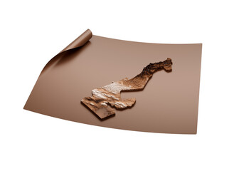 Map Of Monaco Old Style Brown On Unrolled Map Paper Sheet On White Background 3d Illustration