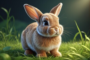 Obraz premium there is a rabbit that is sitting in the grass