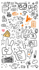 Obraz premium Doodle Hand Gesture Illustration Background Design Elements.