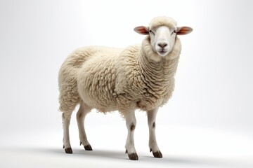 Fototapeta premium there is a sheep standing in a white room with a white background