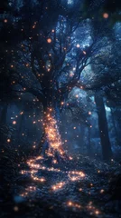 Handdoek met foto Meisjeskamer Fantasy inspired scene of a glowing magical tree in the forest. A vision of wonder and enchantment, symbolizing growth, hope, and the magic of nature. HD phone wallpaper.  © AnyaWhy