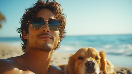Beach Vibes: Dog, Ocean, Sunglasses, and Sun