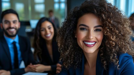 Fototapeta premium Confident Businesswoman Leads Diverse Team