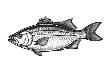 Obraz premium a black and white drawing of a fish