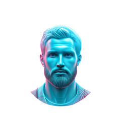 neon avatar of a man for social networks, transparent background
