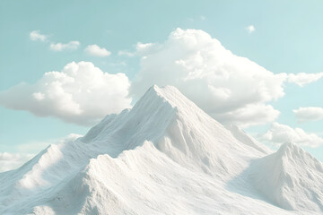 Minimalist Mountain Graphic with Sunlit Cloud Scene - Calm and Serenity in Nature's Design