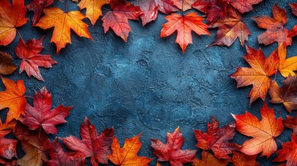 Autumn leaves arrangement natural setting high-quality image vibrant colors close-up view seasonal inspiration