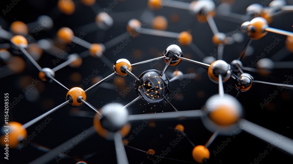 Poster exploring molecular structures science laboratory 3d visualization abstract environment close-up vie