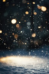 Obraz premium Snowy Ground with String Lights