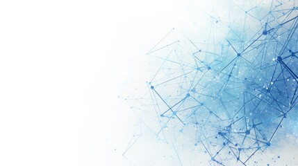 Abstract blue geometric design with interconnected lines and dots.