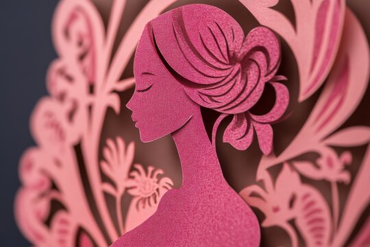 Body Woman Breast Cancer Awareness Day paper cutting. Encourages a global effort to raise awareness and take meaningful action in the fight against breast cancer.