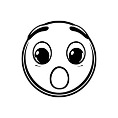 Fototapeta premium Doodle astonished emoji. Round sketchy funny avatar, vector illustration isolated on white background 
