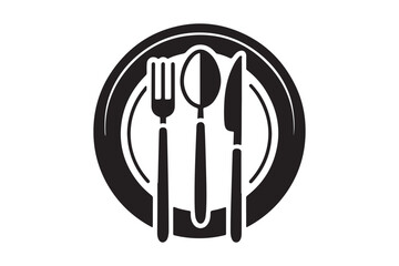Dinner Plate, Fork and Knife Silhouette 