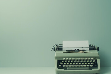 Photo of World Writer's Day celebrated on March 3, a classic typewriter with a blank sheet of paper inserted, isolated on a solid light gray background with ample copy space, symbolizing creativity