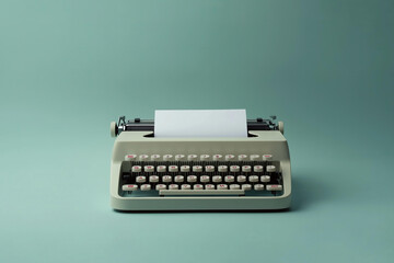 Photo of World Writer's Day celebrated on March 3, a classic typewriter with a blank sheet of paper inserted, isolated on a solid light gray background with ample copy space, symbolizing creativity