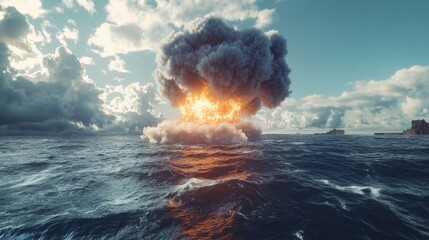 nuclear bomb in the middle of the sea explosion