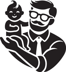 Happy Father's Day Silhouette Vector In White Background 