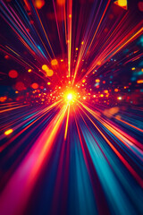 Obraz premium A colorful light streaks of light in the dark