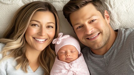Happy parents and their newborn baby girl.