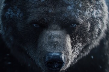 Naklejka premium Bear's Face in Snow