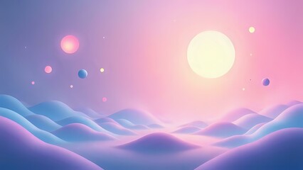 Naklejka premium A soft gradient background with floating abstract shapes and glowing light, representing the calming effects of mindfulness, mental wellness, and emotional healing. 