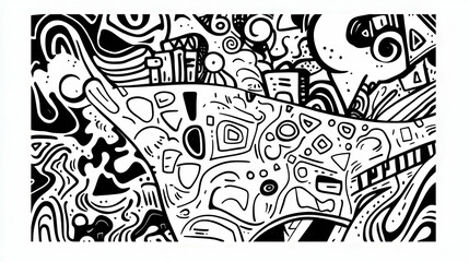 Obraz premium Abstract black and white urban doodle art background design for website or print.