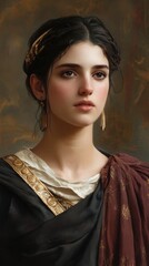 portrait of a person from ancient rome high society with copy space vertically 9:16