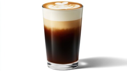 Delicious Layered Coffee Drink with Heart Art Design on Top