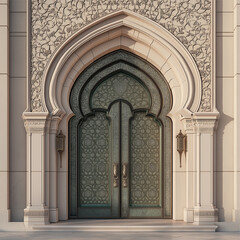 Obraz premium Mosque Gate with Ornaments. AI Generated