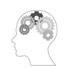 Silhouette of Human Head With Gears Representing Thought Processes and Innovation. Vector Illustration.	