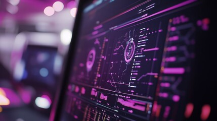 Obraz premium High-Tech Computer Screen Displaying Futuristic Data Visualization