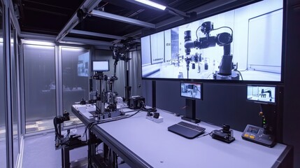 An immersive view of a robotic workstation where highresolution cameras and sensors are collecting data on product assembly processes streamlining operations and enhancing traceability.
