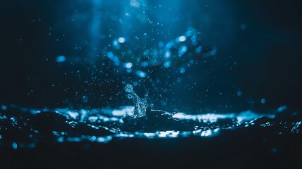 Mystical dark blue background with glowing light particles forming radiant lines, creating an enchanting scene with depth, magic, and a captivating sense of wonder