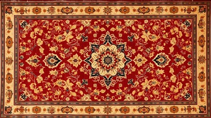 Intricate Persian Carpet Texture with Vibrant Colors and Detailed Patterns.