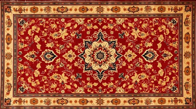 Intricate Persian Carpet Texture with Vibrant Colors and Detailed Patterns.