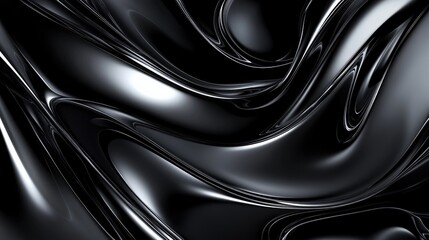 Obraz premium Glossy Black Abstract Texture with Smooth Flowing Patterns