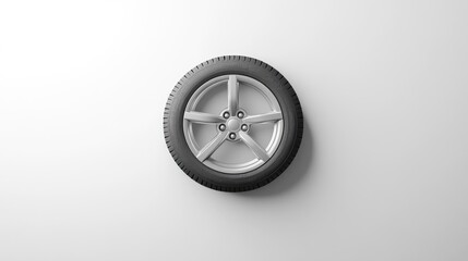 High-Quality Car Tire on a Minimalist Background for Automotive Use