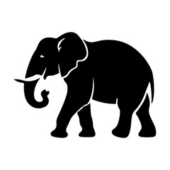 Majestic Elephant Silhouette Vector - Minimalist Wildlife Animal Design in Black and White