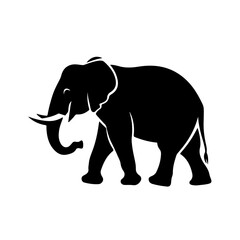Elephant Silhouette Vector Illustration - Minimalist Wildlife Animal Design in Black
