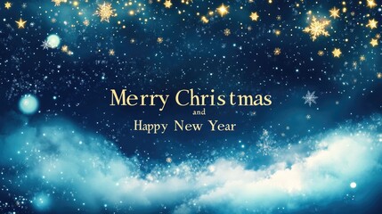 Festive Holiday Greeting Background with Stars and Snowflakes