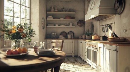 Cozy Rustic Kitchen With Sunlight, Flowers, and Vintage Decor