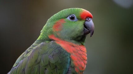 Vibrant Colorful Parrot With Green Feathers and Red Highlights