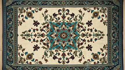 Intricate Persian Carpet Texture with Vibrant Colors and Detailed Patterns