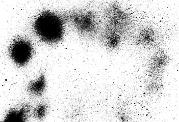 Abstract paint spray, fine particles and grunge dust texture for design elements. Dark rough black texture. Textured dust overlay