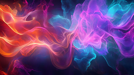 Obraz premium Semiabstract rendering of sound waves with neon lines and waves rippling through space symbolizing the science of acoustics and vibration. Oscillation. Illustration